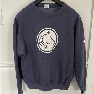 PORT& COMPANY Blue Crewneck Sweatshirt with Ribbed Collar